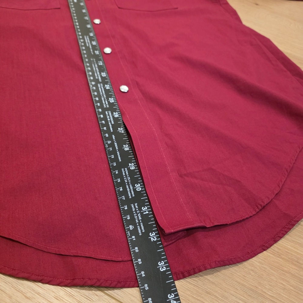 VTG H Bar C California Ranchwear Western Shirt Mens 16.5x34 Burgundy Pearl Snap - Picture 7 of 9